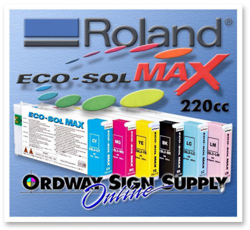 New OEM Roland Eco-Sol MAX Ink CYMK LC LM 6 220cc Cartridge Set