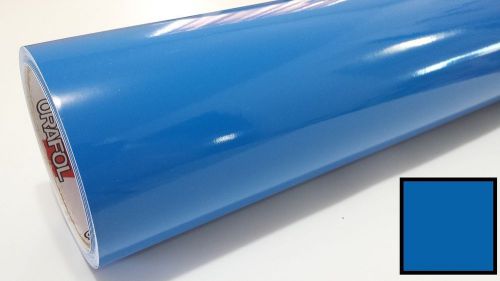 Azure blue vinyl wrap graphics sticker decal sheet roll overlay craft &amp; cut 24&#034; for sale