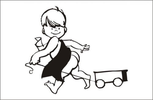 2X &#034;Kid Dragging a Wagon&#034; Funny Car Vinyl Sticker Decal Gift Removable - 345