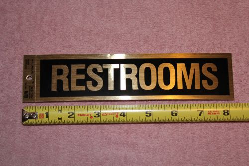 7 RESTROOMS 2&#034; x 7.5&#034; ( 8&#034; ) Black and Gold Flexible Mylar Sticker Decal Signs