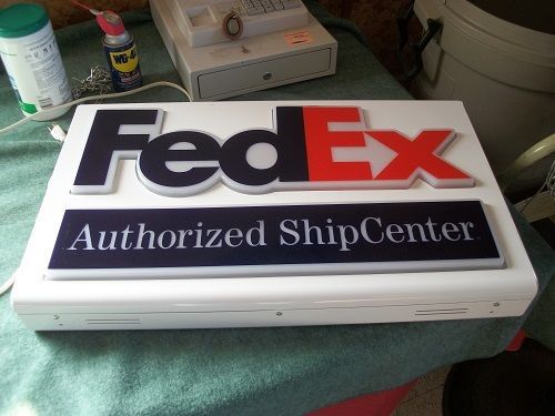 FEDEX AUTHORIZED SHIP CENTER LIGHTED DOUBLE SIDED WITH RAISED PRINT FREE SHIP