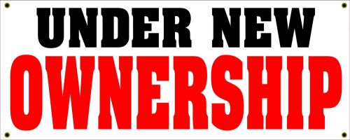 Lot of 2 UNDER NEW OWNERSHIP Banner Sign 4 OPEN Bar Store Shop Studio
