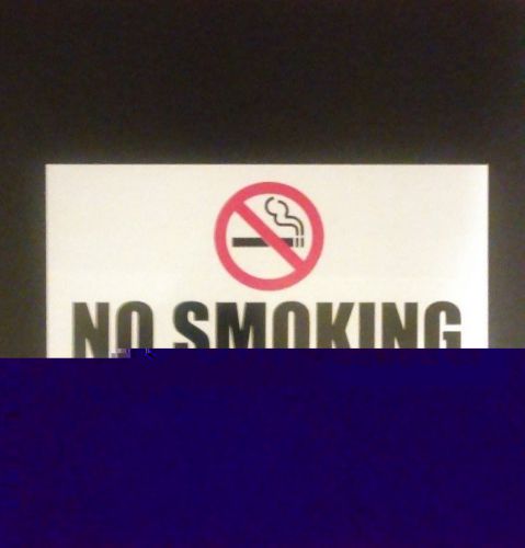 NO SMOKING Sign- White .040 Thick Aluminum Sign 6&#034; x 12&#034; - Black &amp; Red Text