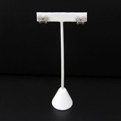 T-Bar Earring Stand Large White Faux Leather