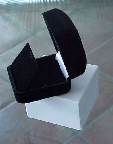 Four small black velvet stud dangle ball earring presentation jewelry gift boxes for sale