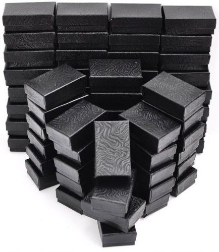 LOT OF 100 COTTON FILLED BLACK GIFT BOXES JEWELRY BOXES CUFF LINKS BOX 2&#039;x1&#034;&#039;T