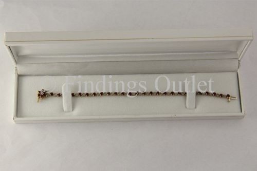 Classic Rectangular Style White Leatherette Jewelry Bracelet Boxes - 1 Dozen