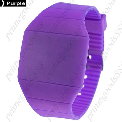 Touch screen unisex led digital watch wrist watch gum strap in purple for sale