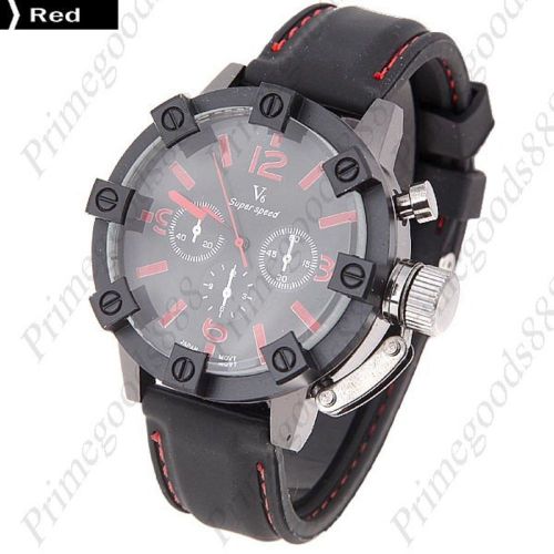 Round rubber band quartz wrist men&#039;s free shipping wristwatch red for sale