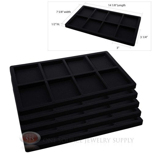 5 insert tray liners black  w/ 8 compartments drawer organizer jewelry displays for sale