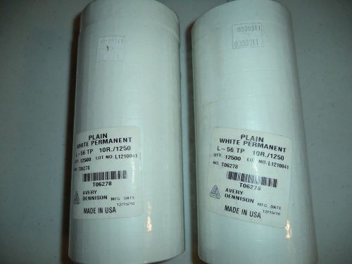 2 tubes - 2 line - avery permanent pricing labels - plain white -  l-56 tp for sale