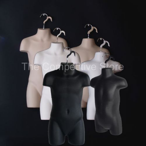 6 Child + Toddler Mannequin Forms - White Black Flesh - Display 18mo To Size 7