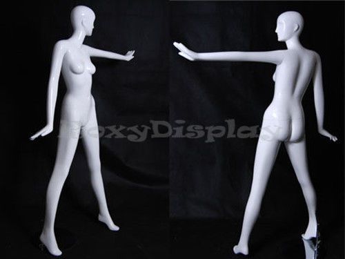 Female Fiberglass Glossy White Mannequin Eye Catching Abstract Style #MD-XD06W