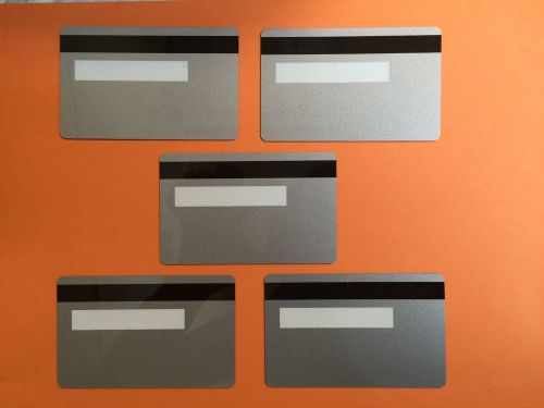 5 Silver PVC Cards-HiCo Mag Stripe 2 Track with Signature Panel- CR80 .30 Mil
