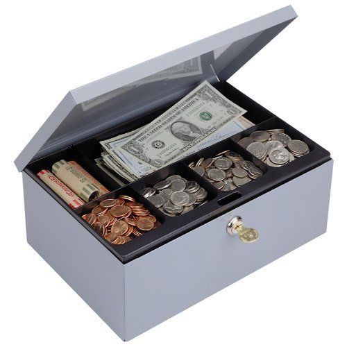 Mmf cash box with security lock - steel - gray - 2&#034; height x (mmf221618001) for sale