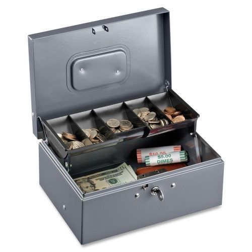 Locking cash box steel 5-compartment tray for bills &amp; coins spr15507 for sale