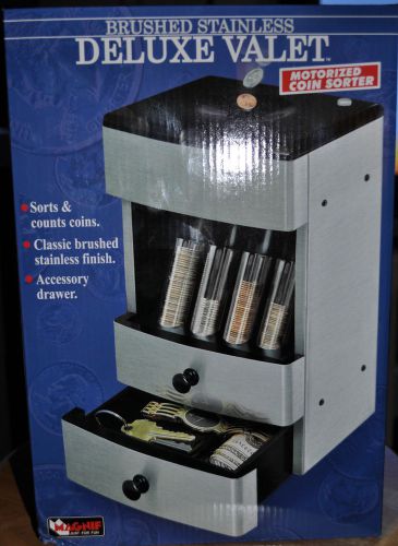 MagNif Motorized Coin Sorter Brushed Stainless Deluxe Valet- BRAND NEW / SEALED
