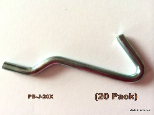 (20 PACK)  Quality American Made J Hook Pegboard Hooks. Fits 1/8 &amp; 1/4 Pegboard