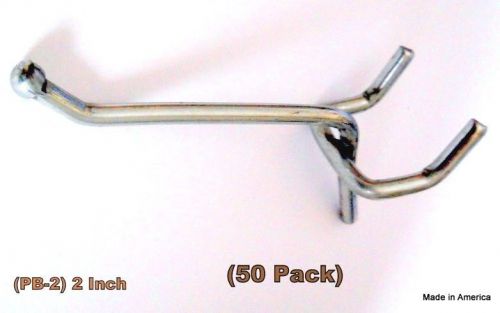 (50 PACK)  Quality American Made 2 Inch Pegboard Hooks. Fits 1/8 &amp; 1/4 Pegboard