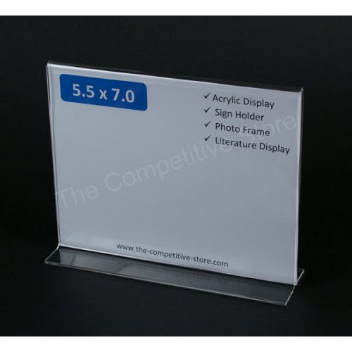 Sign holder 5-1/2&#034; h x 7&#034; w acrylic bottom box of 6 - perfect countertop display for sale