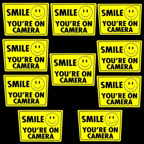 10 WATERPROOF STORE SMILE SECURITY SURVEILLANCE CCD CAMERAS WARNING STICKERS LOT