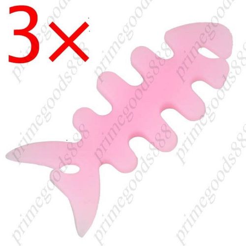 3 x pink fishbone&#039;s shape soft wrap device for earphones cable  free shipping for sale