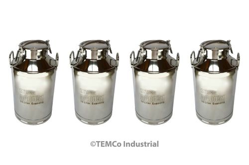 4x TEMCo 50Liter 13.25 Gallon Stainless Steel Milk Can Wine Pail Bucket Tote Jug