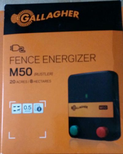 Gallagher fence energizer, model# m50 up to 20 acres, 2 yr. warranty, new for sale