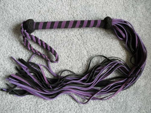 NEW PURPLE Suede Leather Flogger Whip - Lightweight Horse Training Tool - Cat