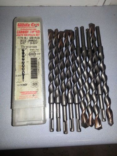 Carbide tipped 5/8&#034; x 9 3/4&#034; sds plus concrete bit 10 pack roto hammer white cap for sale