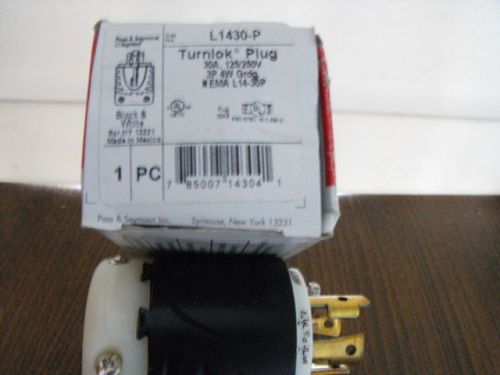 Pass &amp; seymour 30a, 125/250v 3p 4w grdg. turnlok plug  nema l1430-p new in box for sale