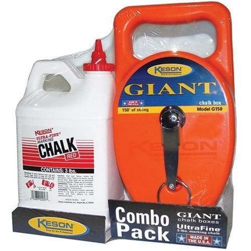 Keson g1503r giant chalk box combo with 3 pounds of red chalk new for sale