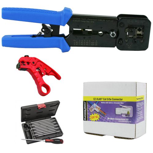 Platinum tools 100054 ez-rjpro crimper, cat 5/5e connectors, cutter, tool kit for sale