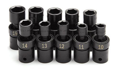 S k hand tools 34351 10 piece 1/2&#034; drive metric 6 point swivel impact socket set for sale