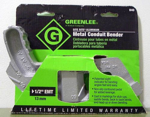 Greenlee Metal Conduit Bender #840 1/2&#034; (13 mm) EMT Site Rite Aluminum Manual