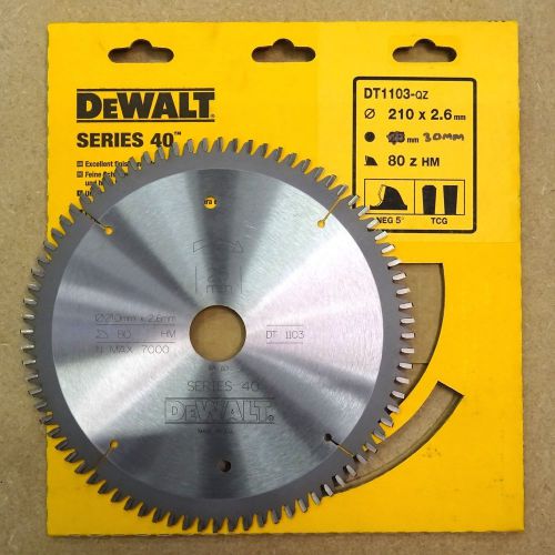 Dewalt 210mm tct circular saw blade 210 x 30 80t fine cut wood &amp; aluminium tcg for sale