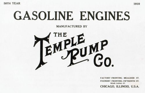 Temple Pump CO. Gas Engine Motor Catalog Book hit miss manual jack windmill