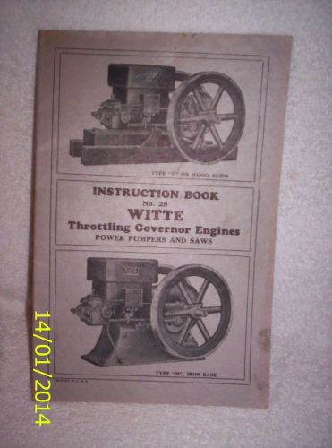 Witte Throttling Gov. Eng&#039;s. 1870-90  Inst. book #28,blue print,2 price lists .