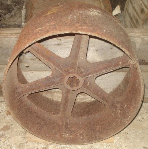 BH214 Antique Vtg Hit Miss Line Shaft Flat Belt Steel Pulley Wheel