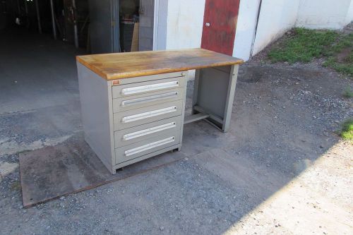 Lyon 5 drawer cabinet w/ heavy top workbench  60&#034; x 28&#034; x 35&#034; for sale