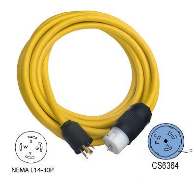 Conntek Transfer Switches Adapter 25ft  Cord,   L14-30 P to CS6364 -- TEL1430-25