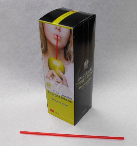 250 piece 10.25&#034; red jumbo drinking straws uj1025red soda cocktail free ship for sale