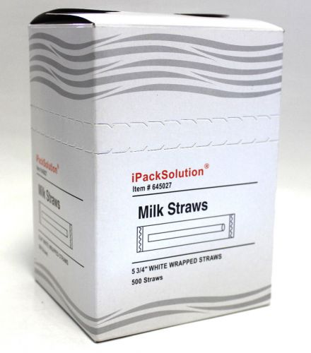 2000 PCS WHITE WRAPPED MILK STRAWS 5.3/4&#034; DRINKING STRAW TEA COFFE STIRRERS