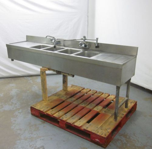 4 Bay Compartment Commercial Stainless Steel Sink 83&#034;x18&#034;x32&#034;