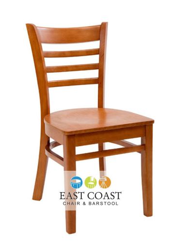 New commercial wooden cherry ladder back restaurant chair with cherry wood seat for sale
