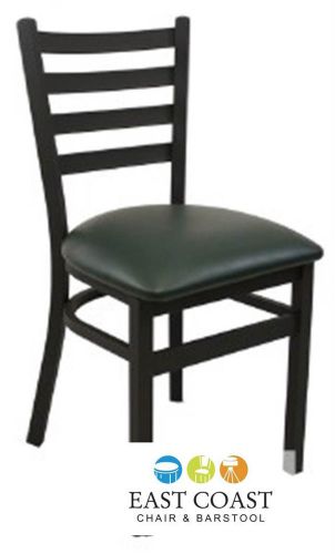 New Gladiator Ladder Back Metal Restaurant Chair with Green Vinyl Seat