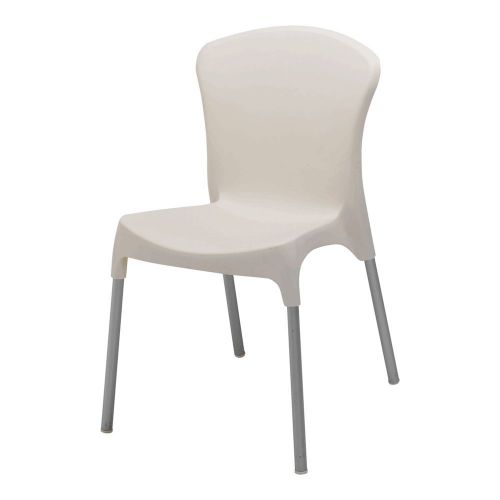 New Lola Commercial Stacking Aluminum / Resin Outdoor Dining Side Chair - Cream