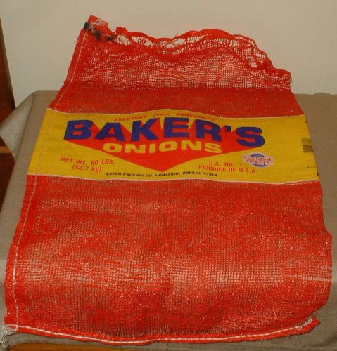 Lot of 8 red poly baker&#039;s onions 50 # burlap style sack crafts harvest art for sale