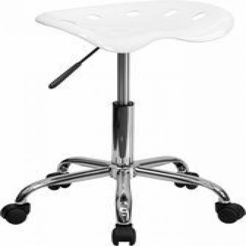 Flash furniture lf-214a-white-gg vibrant white tractor seat and chrome stool for sale