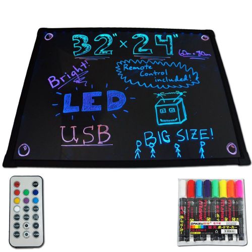 32&#034; x 24&#034; Remote Flashing LED Writing Board Menu Sign Illuminated Fluorescent